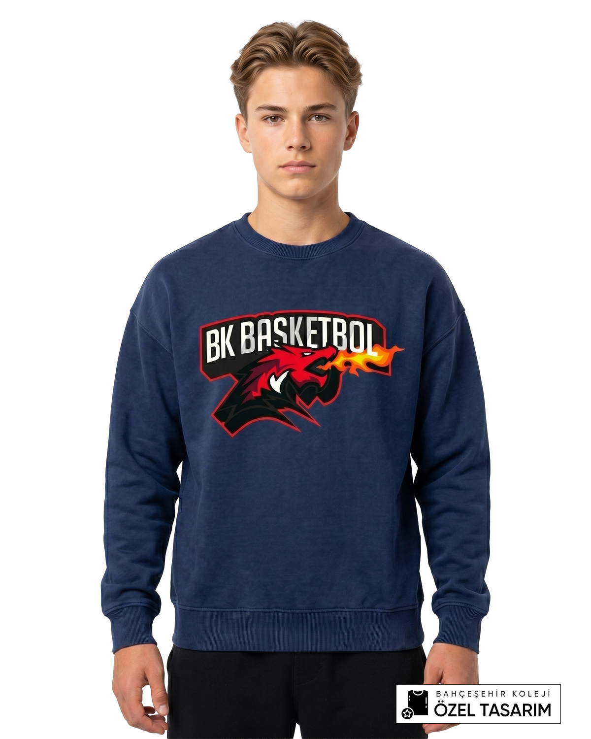 BK Basketball Ejderha Baskılı Sweatshirt (Mevsimlik)