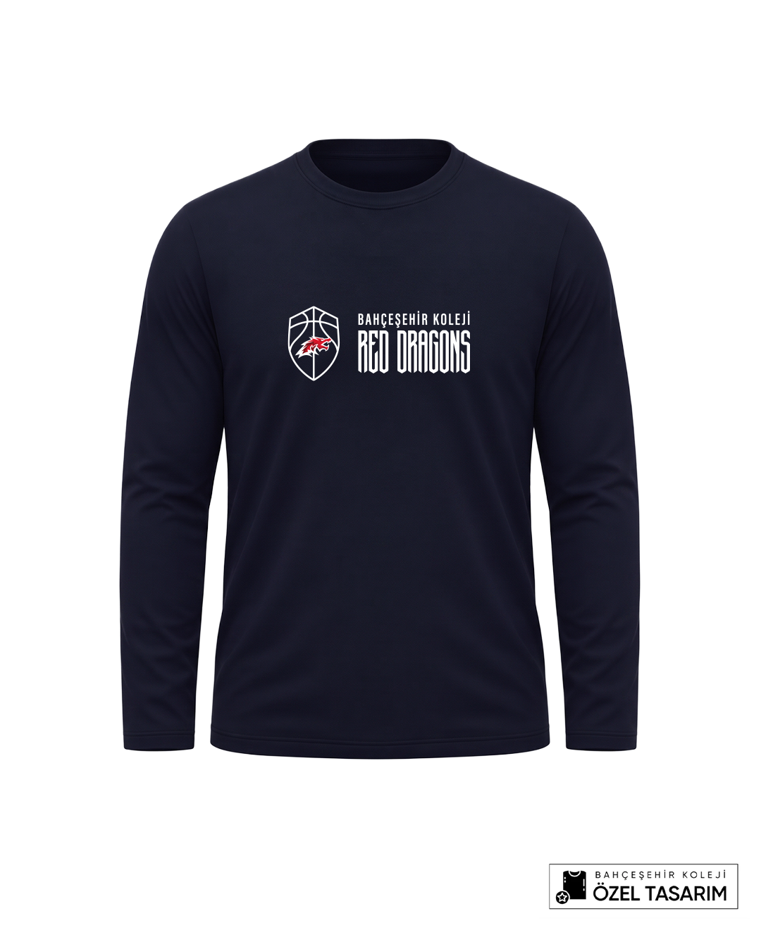 Bahçeşehir Red Dragons Logo Baskılı Lacoste Kumaş Sweatshirt (Mevsimlik)