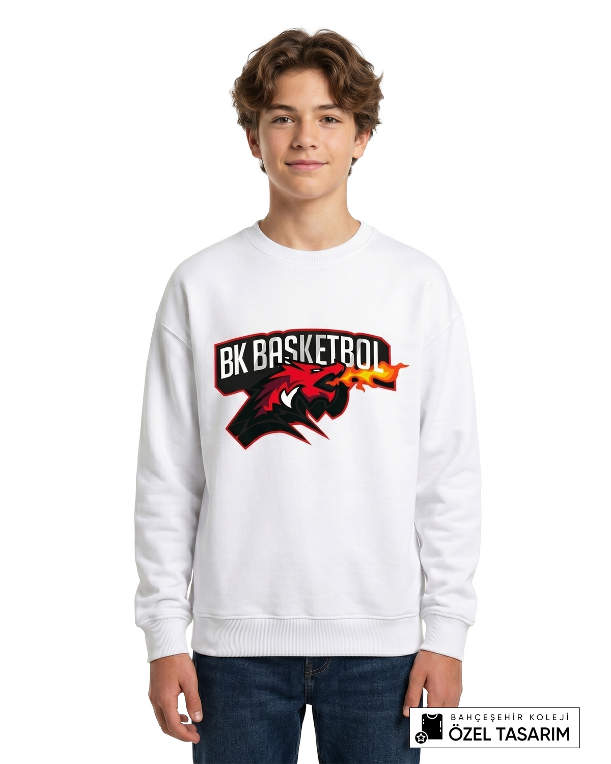 BK Basketball Ejderha Baskılı Sweatshirt (Mevsimlik)