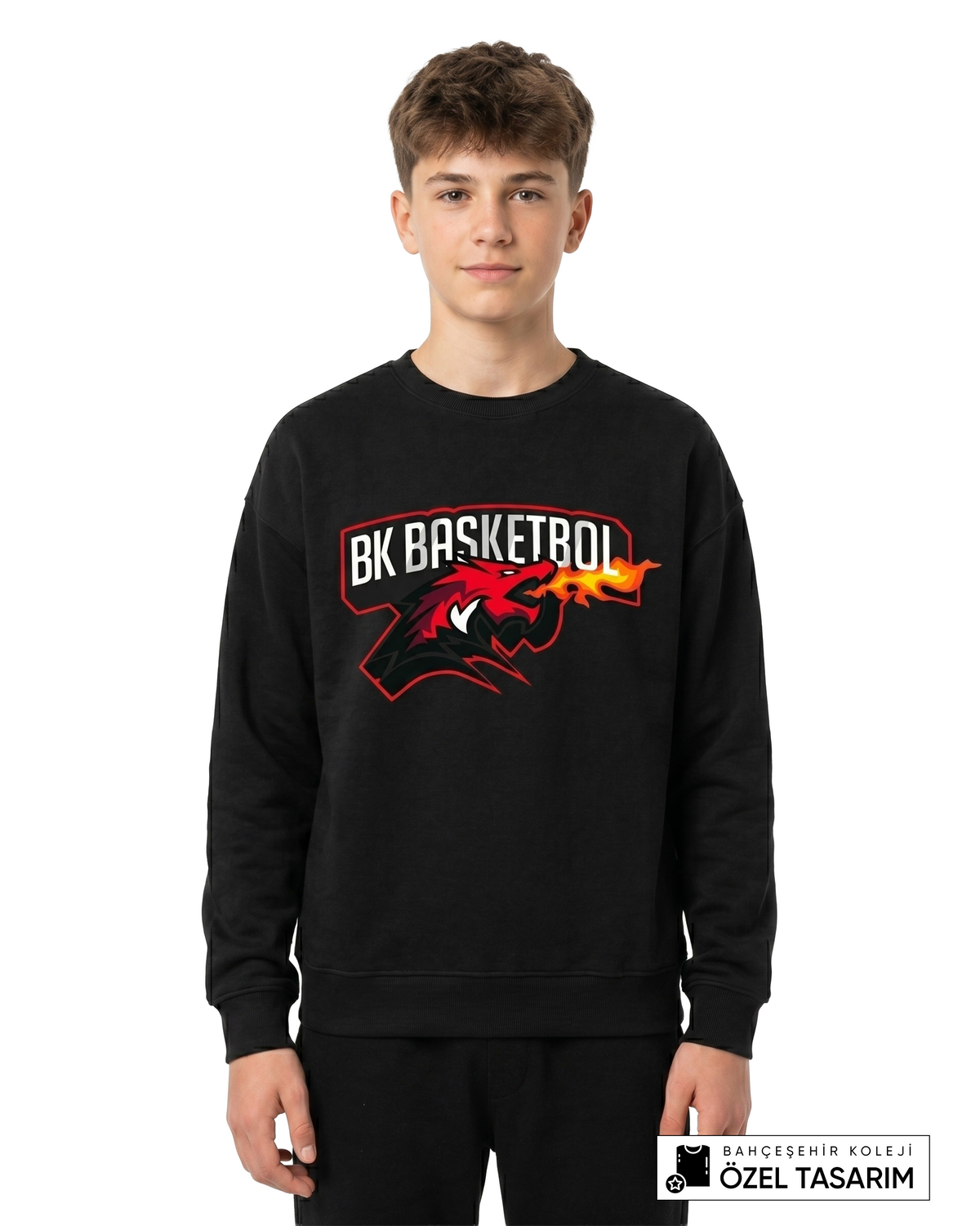 BK Basketball Ejderha Baskılı Sweatshirt (Mevsimlik)
