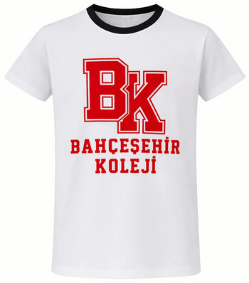 Bahçeşehir Siyah Yaka Kırmızı Logolu Beyaz T-Shirt
