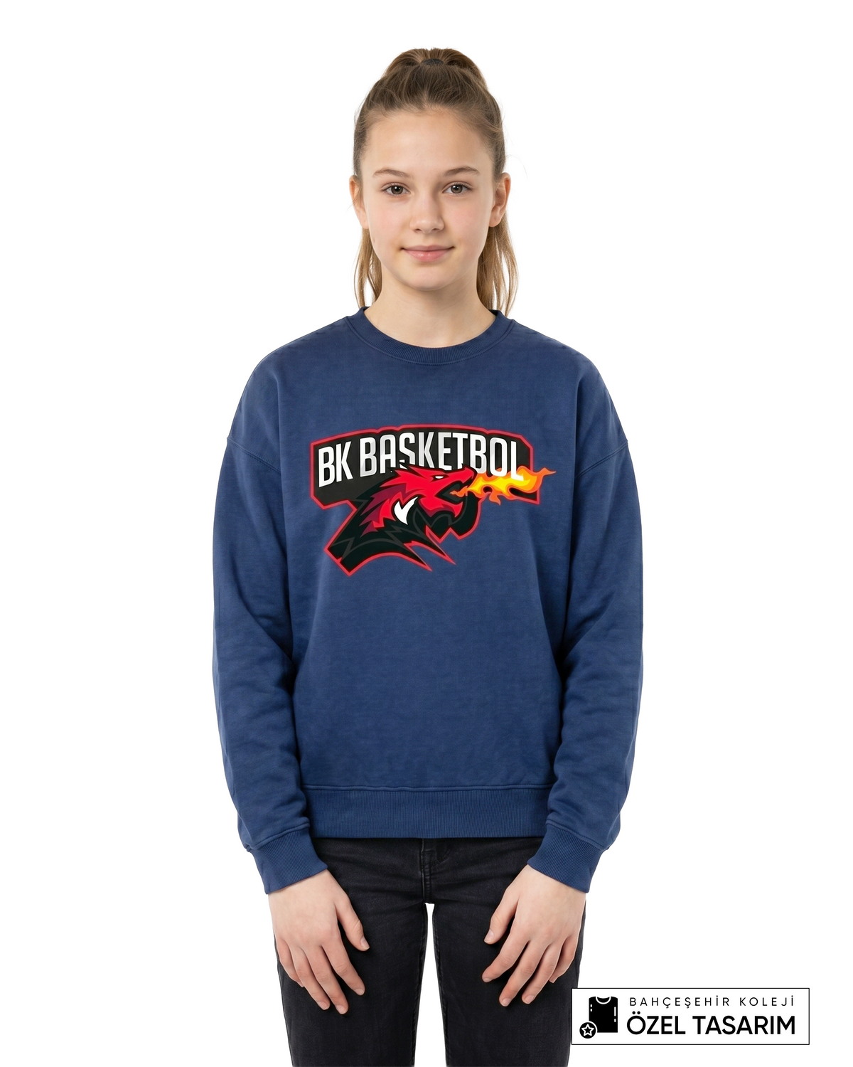 BK Basketball Ejderha Baskılı Sweatshirt (Mevsimlik)