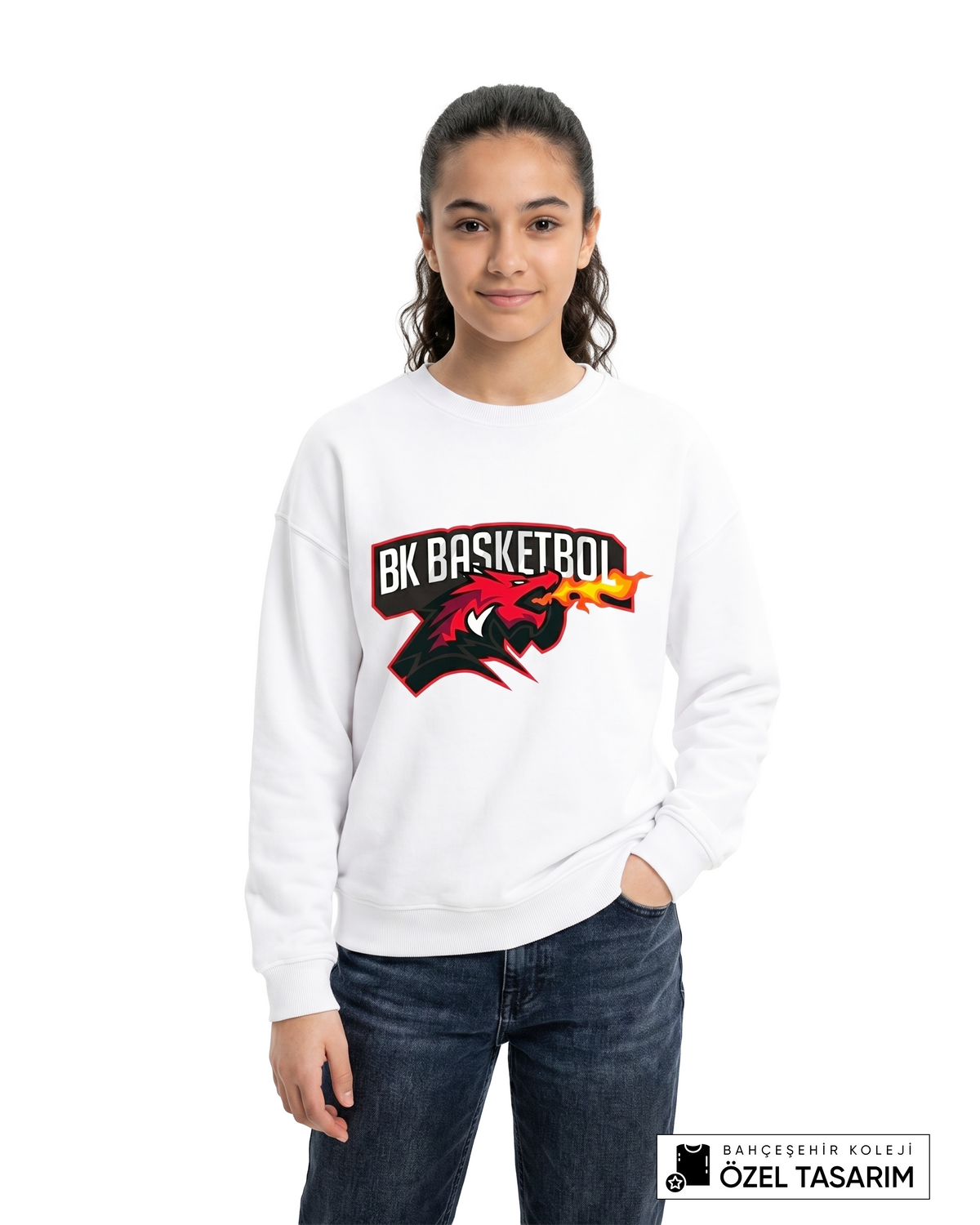 BK Basketball Ejderha Baskılı Sweatshirt (Mevsimlik)