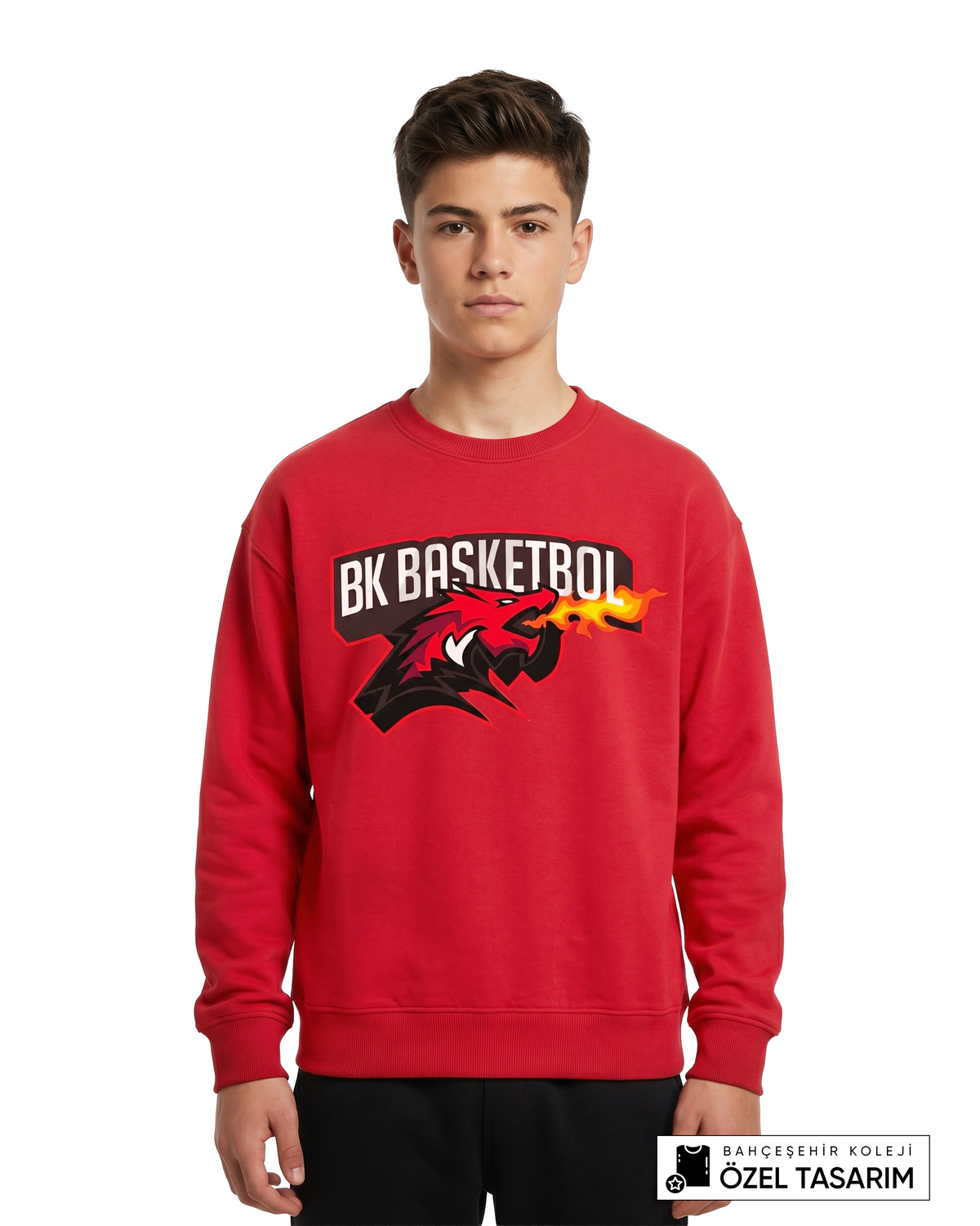 BK Basketball Ejderha Baskılı Sweatshirt (Mevsimlik)