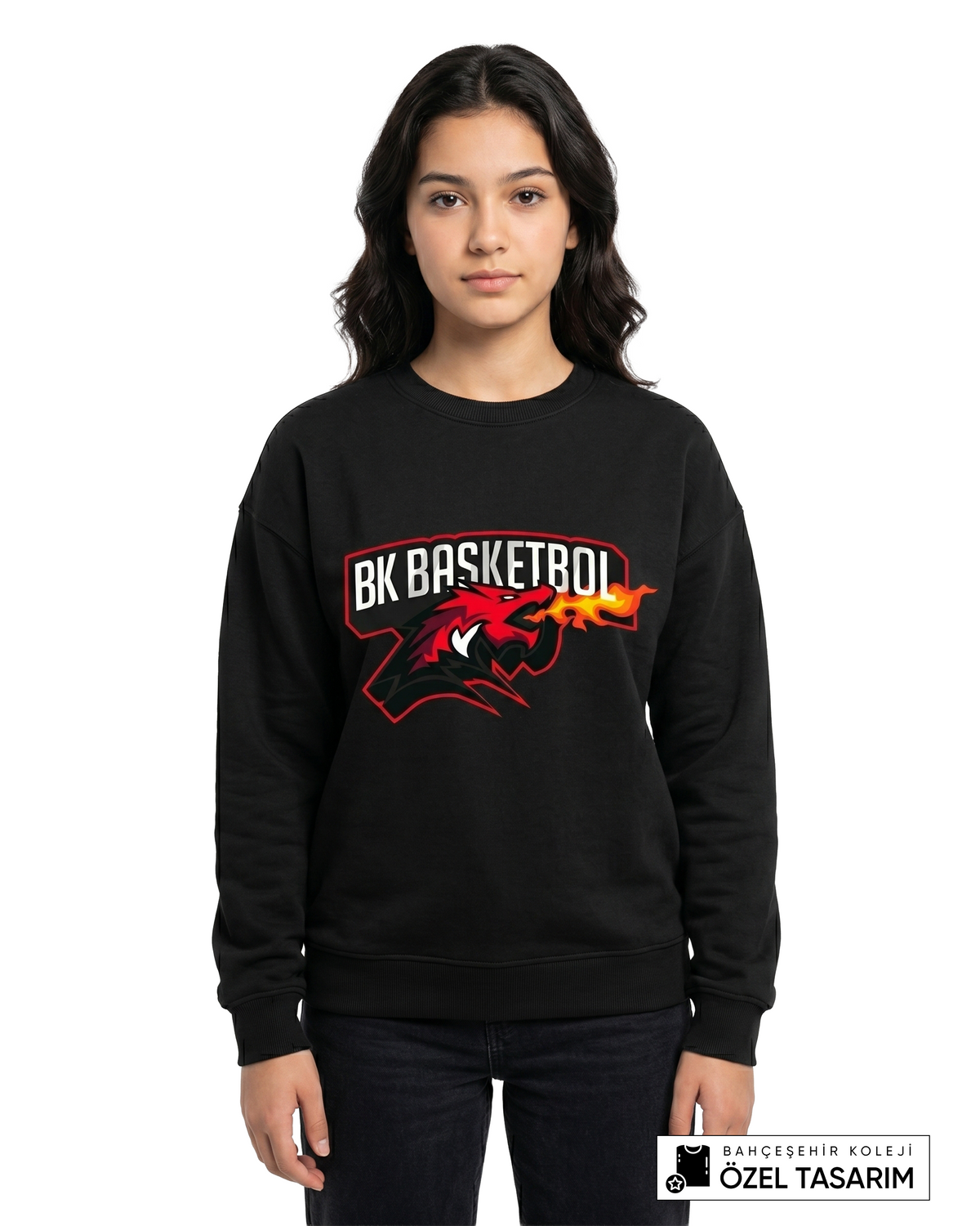 BK Basketball Ejderha Baskılı Sweatshirt (Mevsimlik)