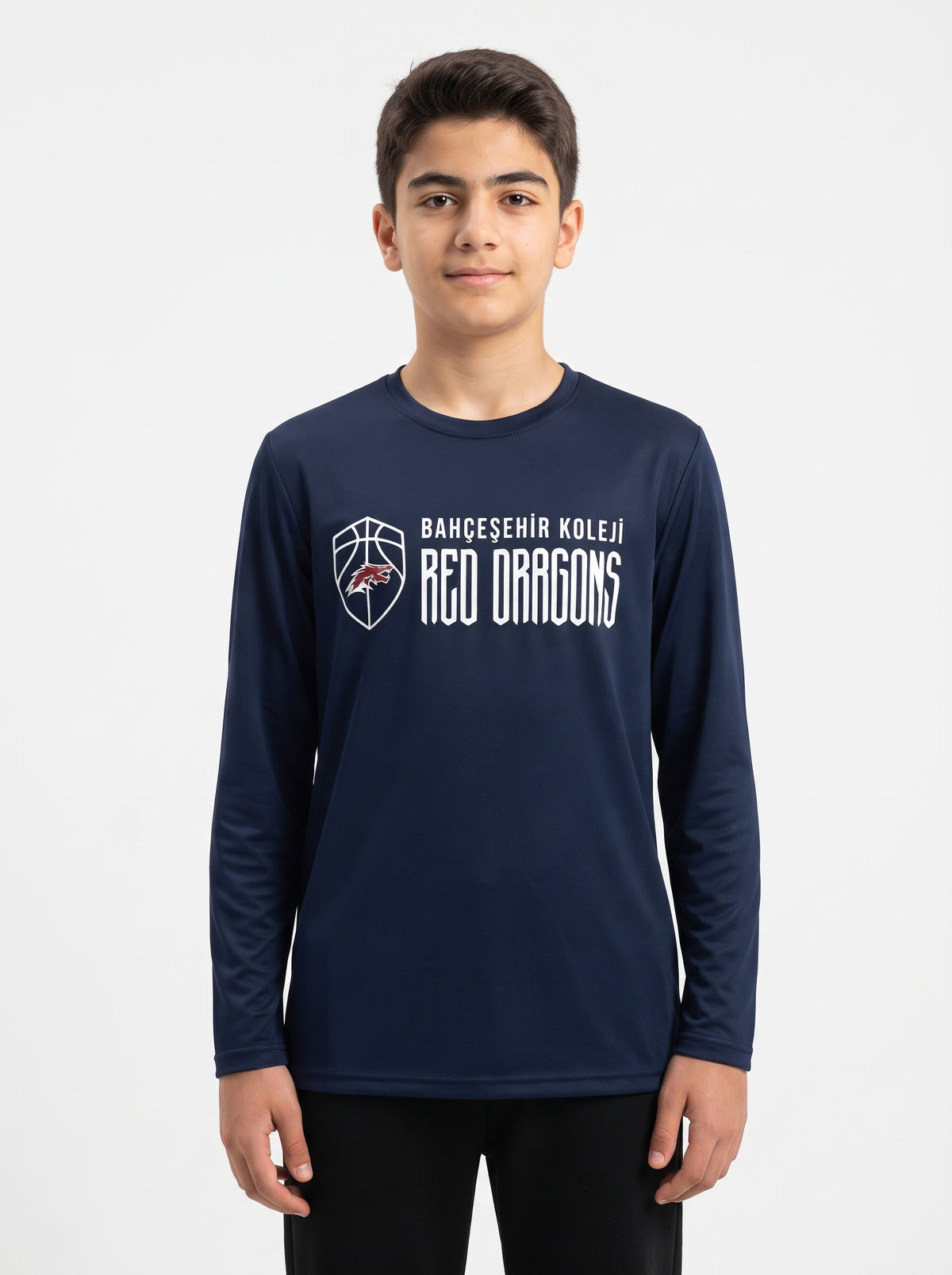 Bahçeşehir Red Dragons Logo Baskılı Lacoste Kumaş Sweatshirt (Mevsimlik)