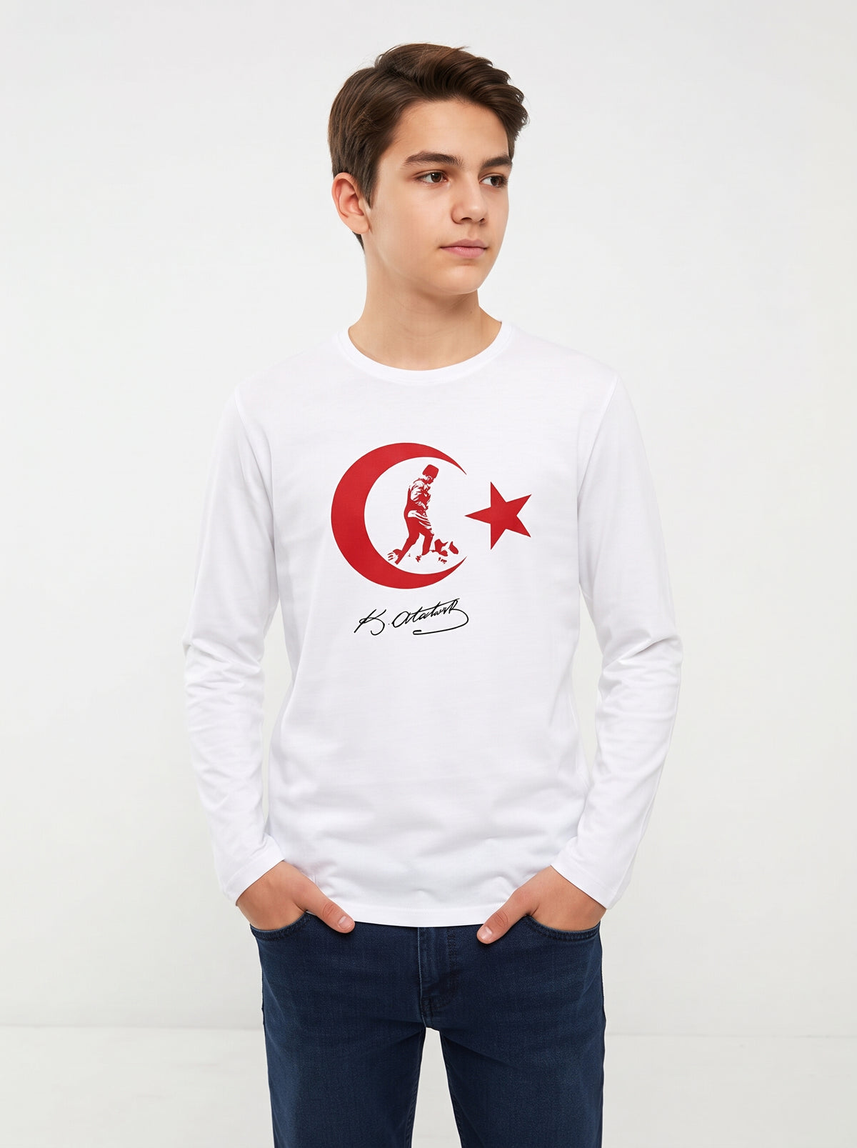 Atatürk & Türk Bayrağı Baskılı Sweatshirt (Mevsimlik)