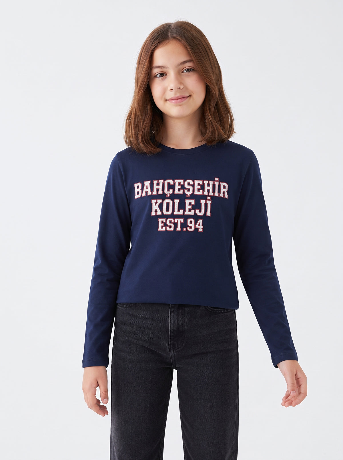 Bahçeşehir Koleji Yazı Baskılı Lacoste Kumaş Sweatshirt (Mevsimlik)