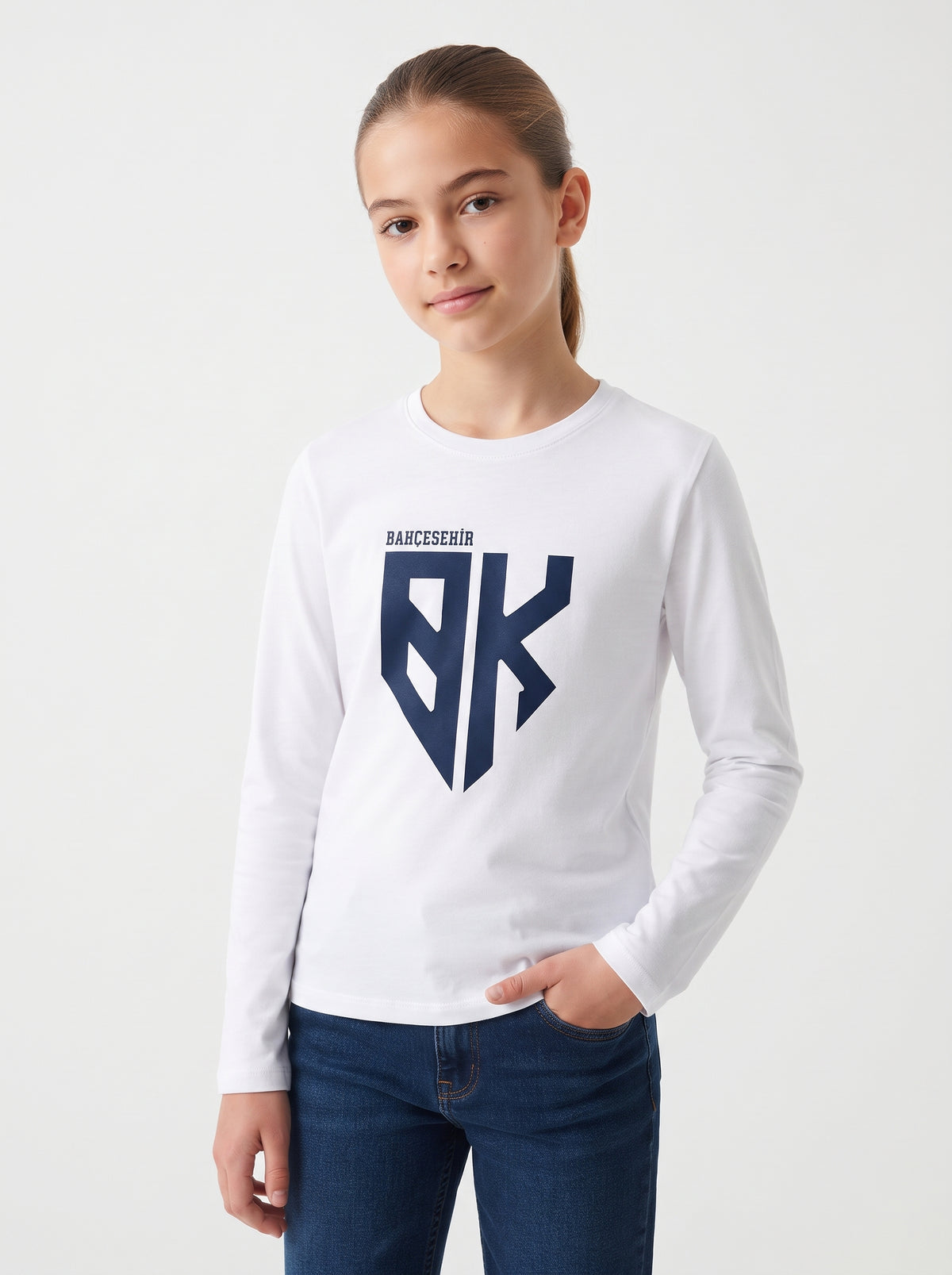 Bahçeşehir BK Logo Baskılı Lacoste Kumaş Sweatshirt (Mevsimlik)