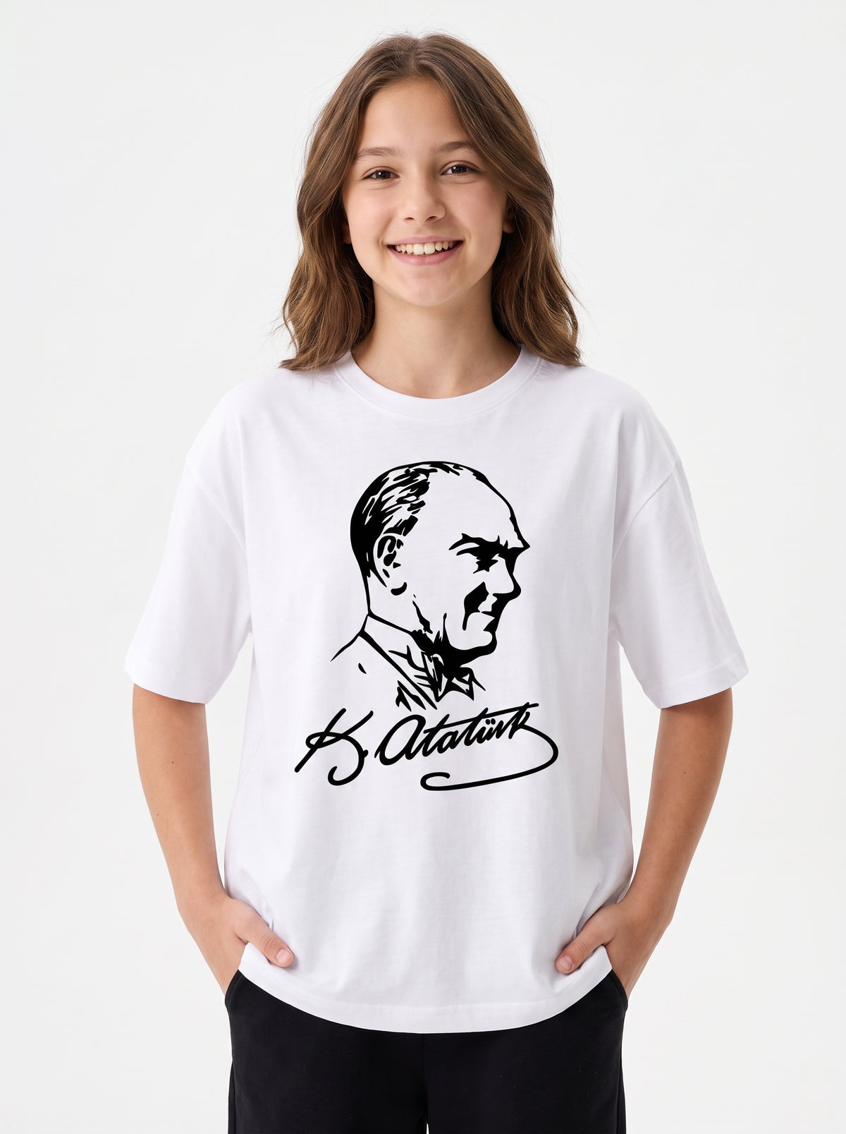 Atatürk Portre ve İmza Baskılı Tişört