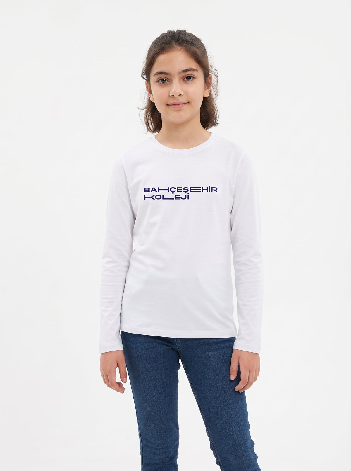 Bahçeşehir Modern Beyaz Yazı Baskılı Lacoste Kumaş Sweatshirt (Mevsimlik)