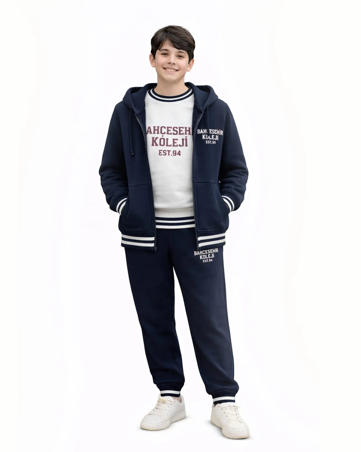Bahçeşehir Koleji 3'lü 2 İplik Kolej Seti: Kolej Ceketi + Sweatshirt + Eşofman Altı