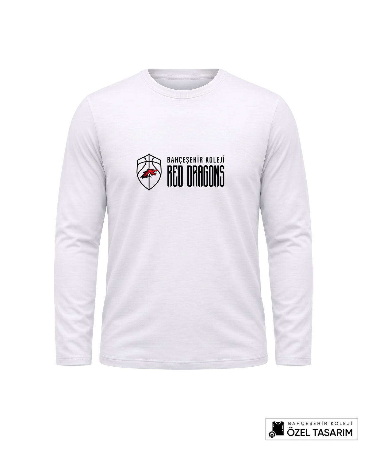 Bahçeşehir Red Dragons Logo Baskılı Lacoste Kumaş Sweatshirt (Mevsimlik)